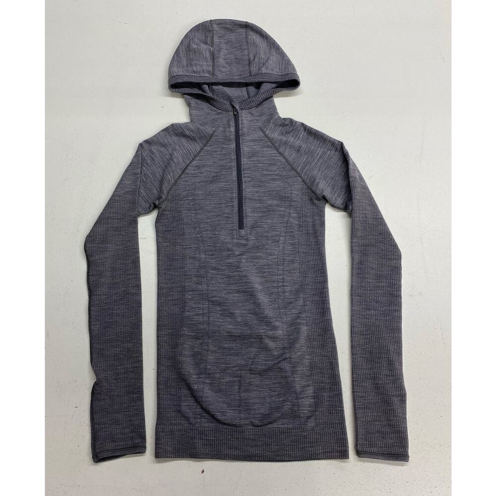 Women Lululemon Swiftly Tech 1/4 zip compression hooded performance top, XS